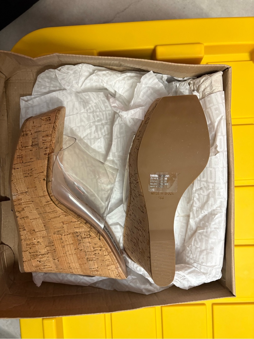 Steve Madden Cork Wedge Sandals with Clear Straps - Nude/Clear - Picture 3 of 3
